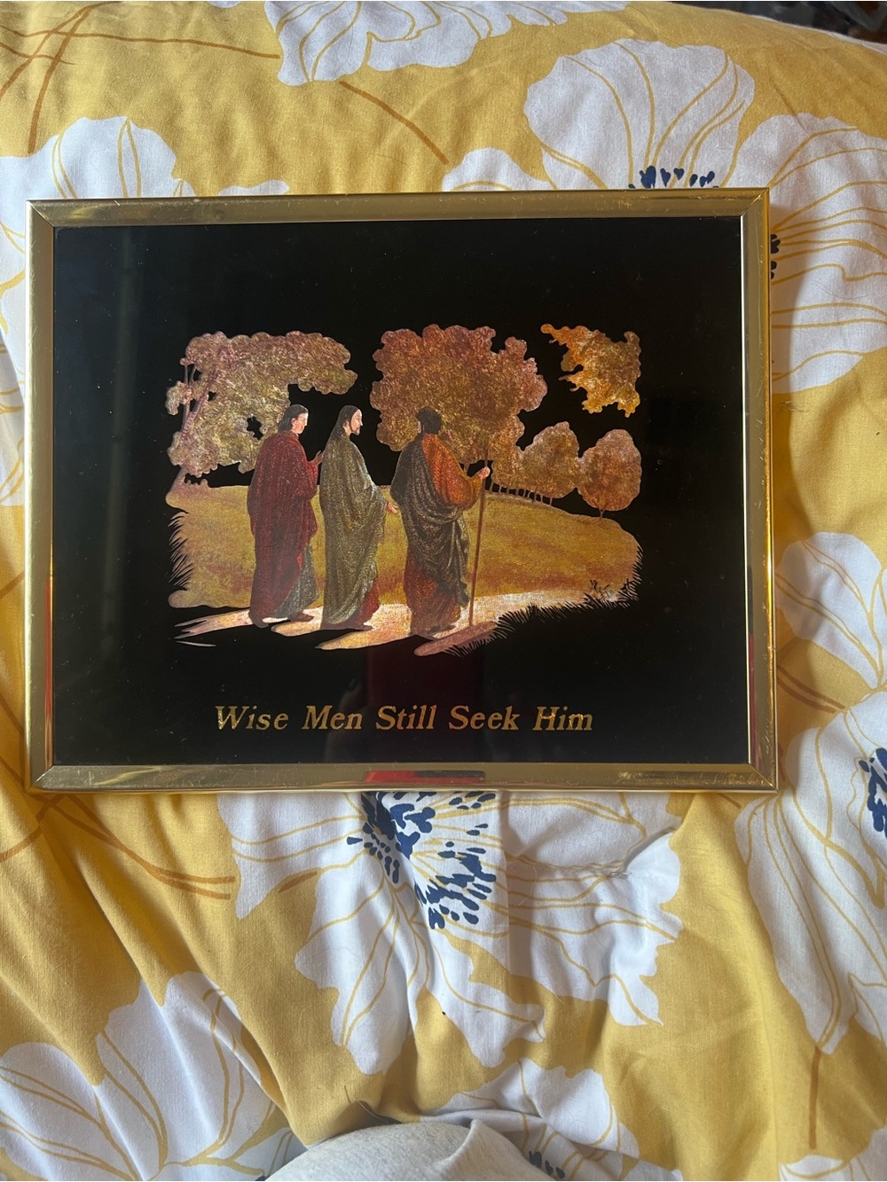 Gold and Black 'Wise Men Still Seek Him' Religious Wall Art - Framed Print